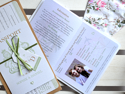 passport style photo page and guest information in insert